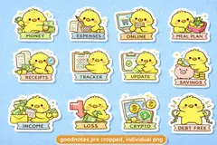 Budget stickers compatibility and usage preview.