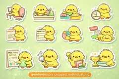 Cute planner stickers styled on a digital planner page.