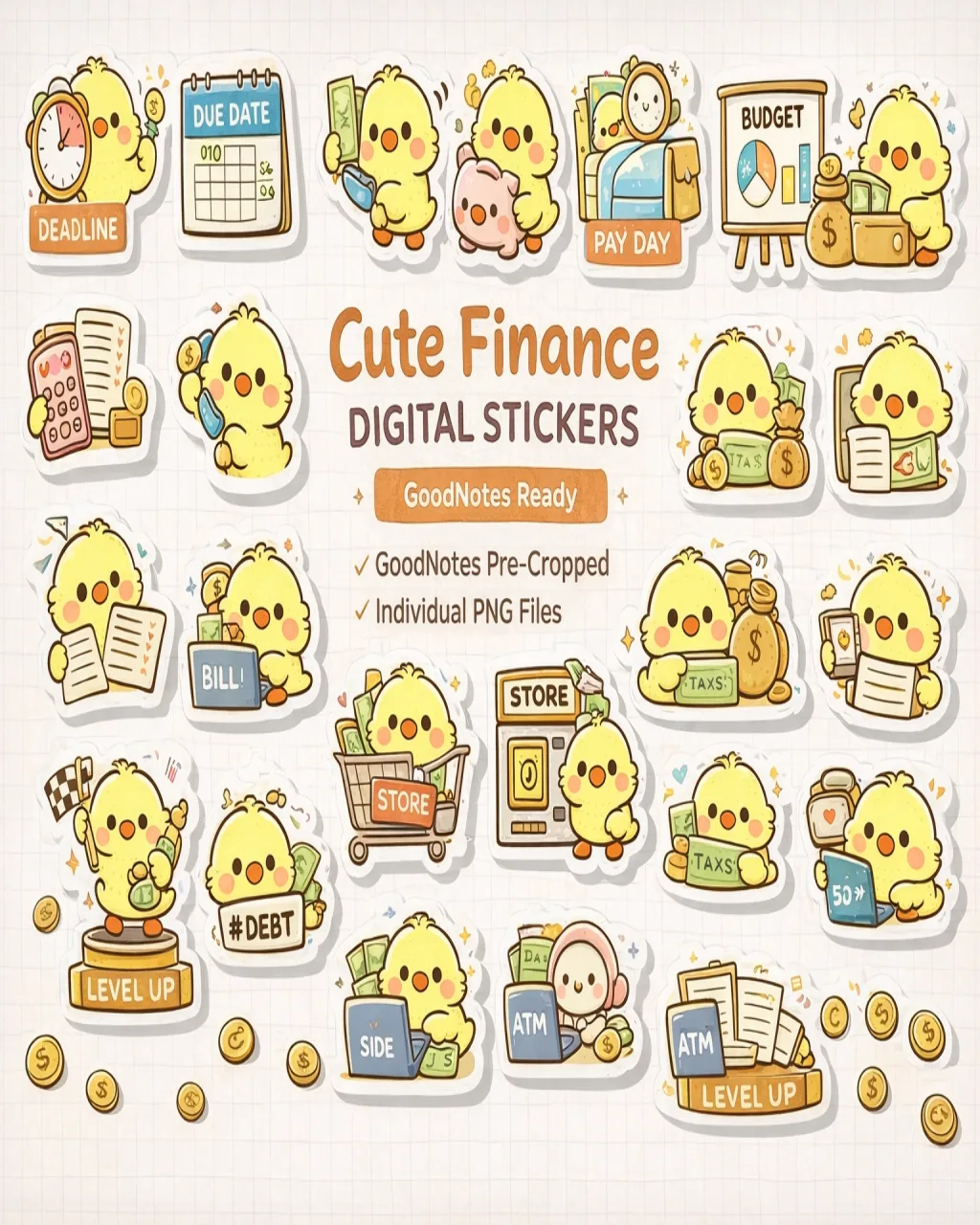 Cute Finance Digital Stickers hero image.