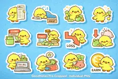 Close-up of cute finance sticker details.