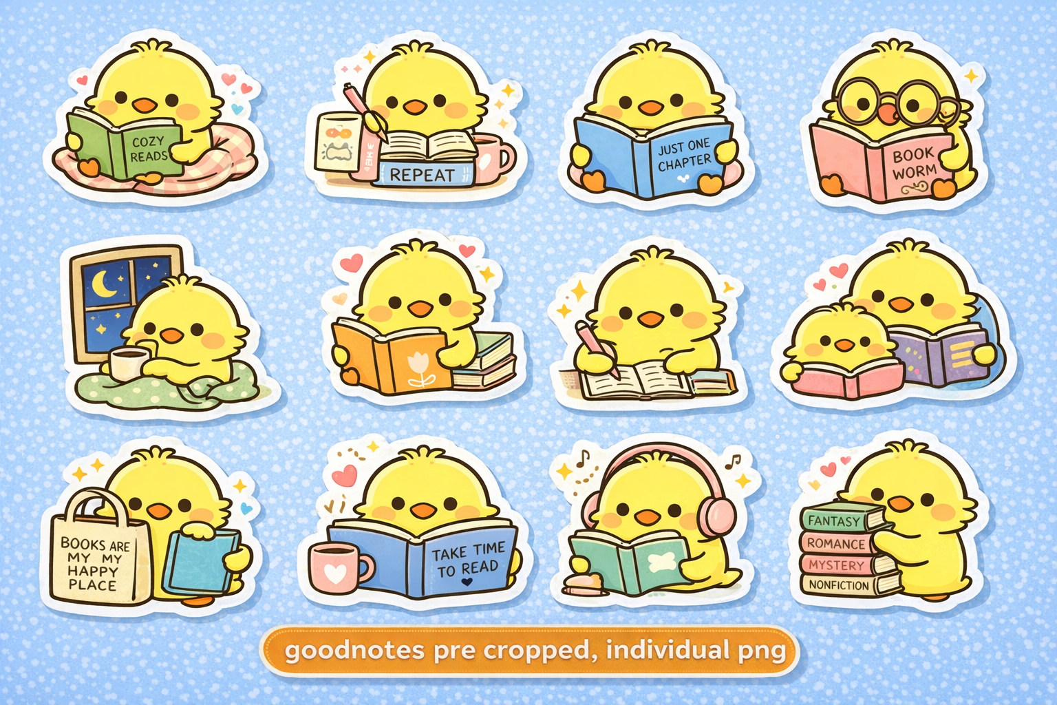 Reading stickers styled on a book journal page.