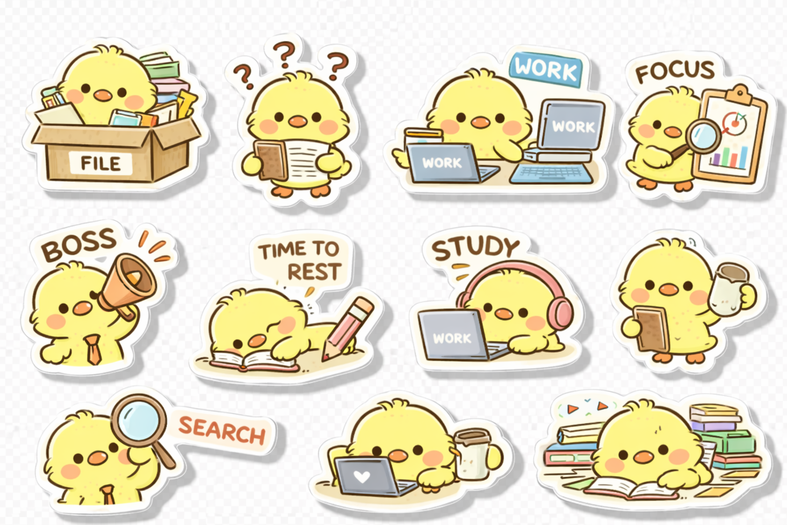 Work stickers in use on a to-do list.