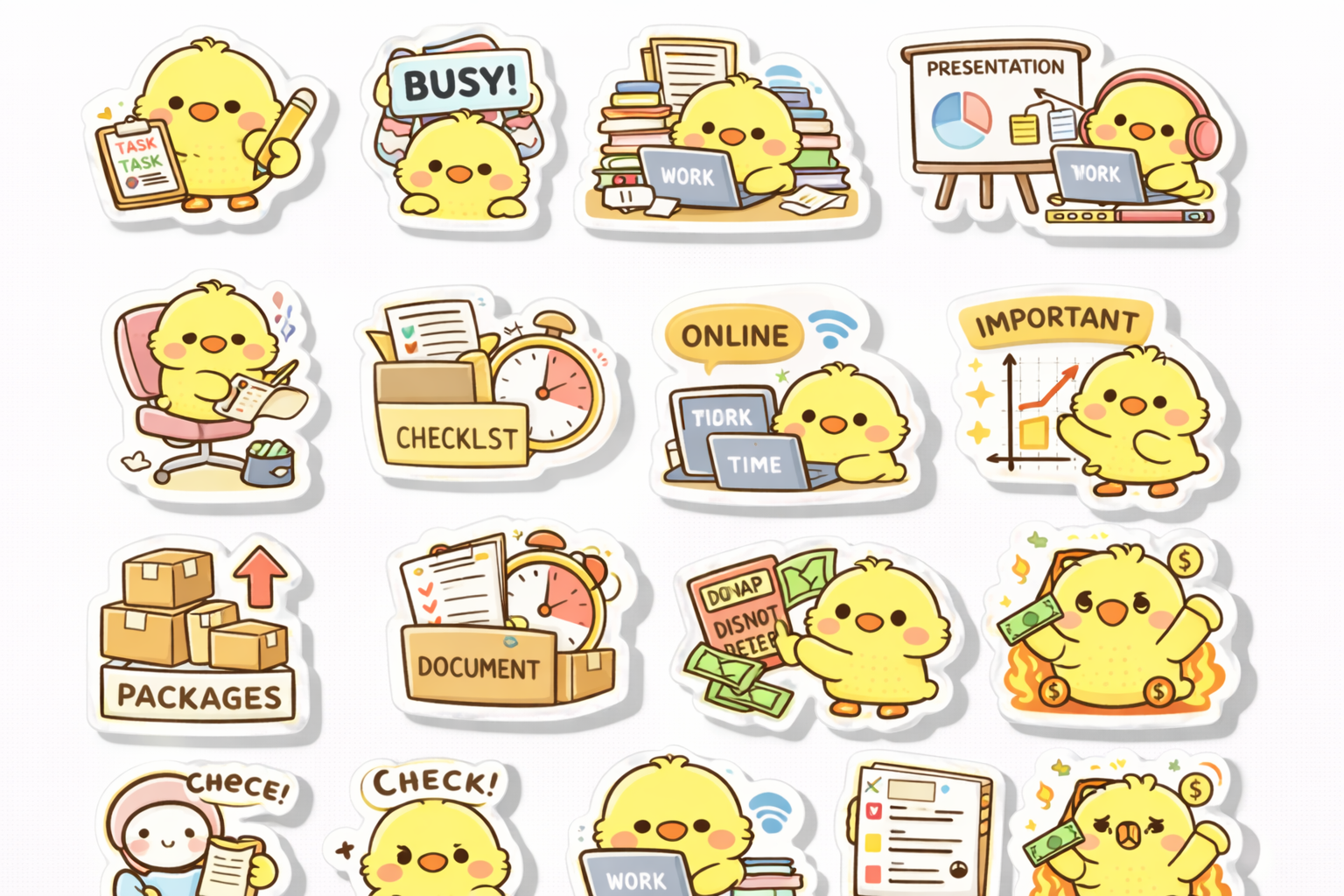 Work stickers on a focus session page.