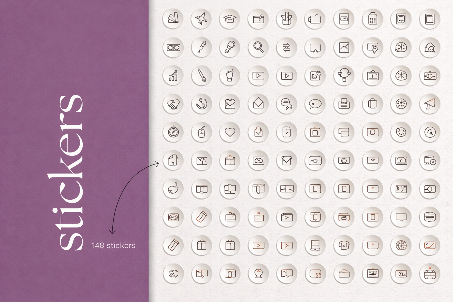 Seven color options included in the digital notebook bundle.