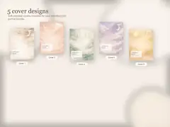 Five soft celestial manifestation journal cover designs included in the bundle.