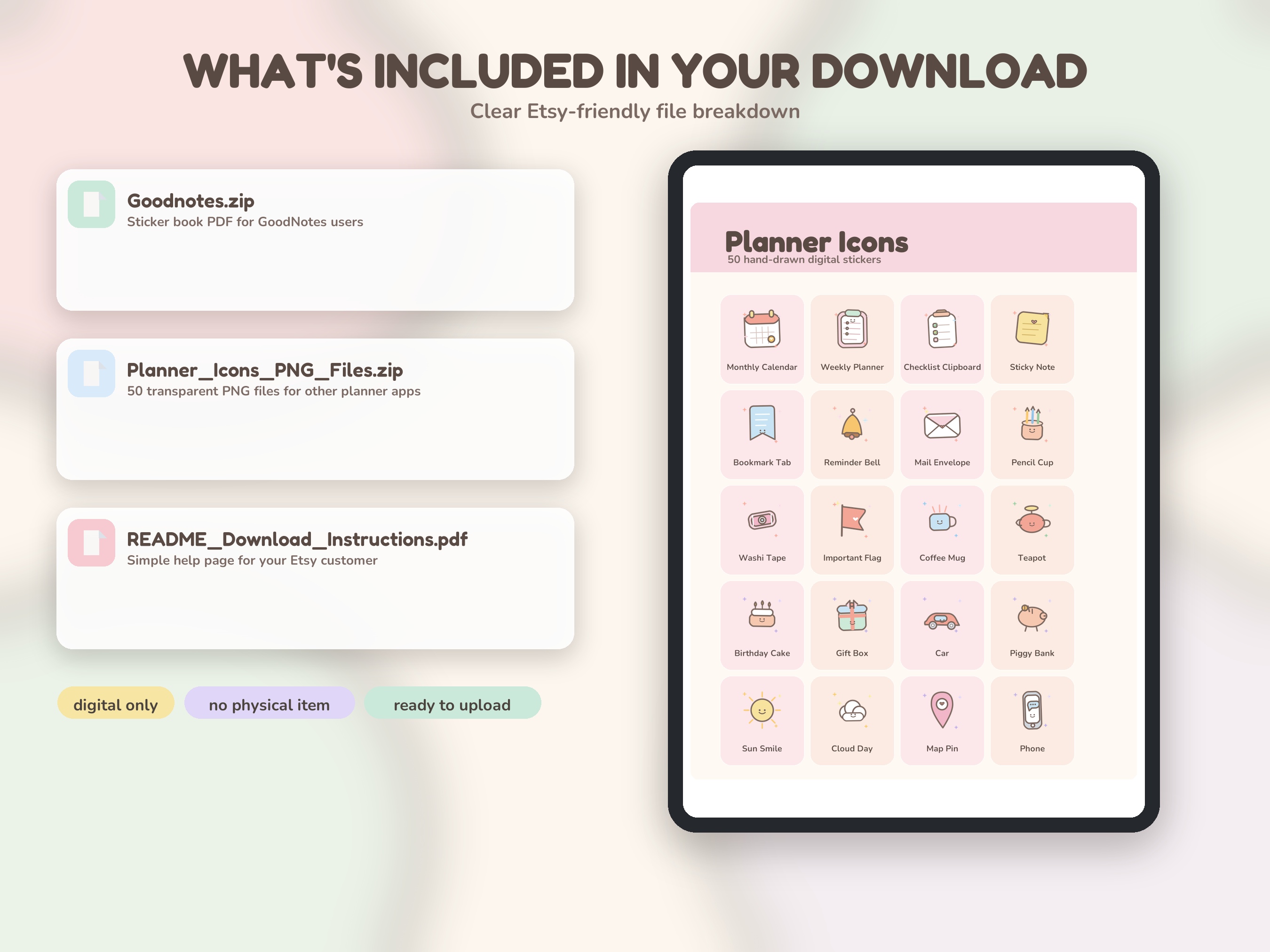 What is included breakdown for the sticker pack.