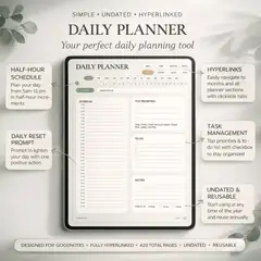 Simple undated planner daily page included inside the Ultimate Planner Bundle.