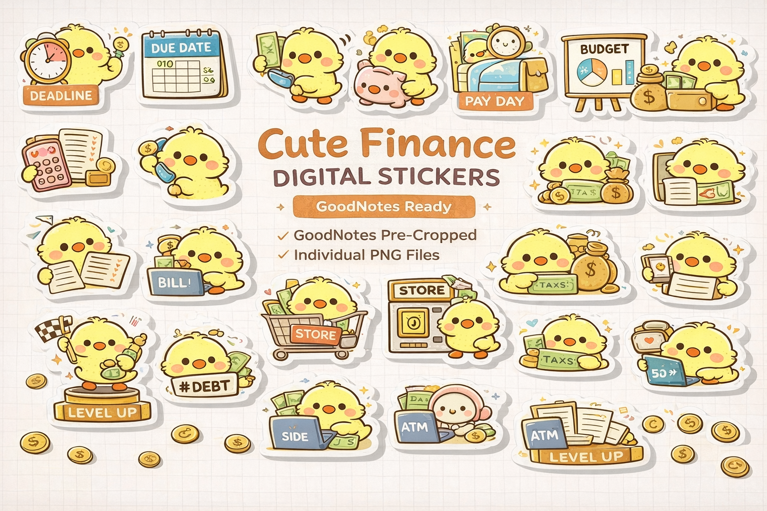 Cute Finance Digital Stickers hero image.
