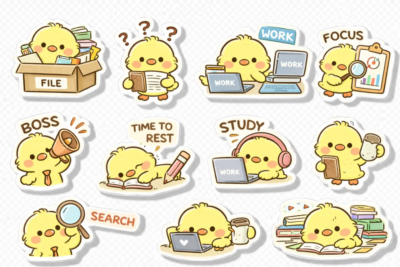 Work stickers in use on a to-do list.