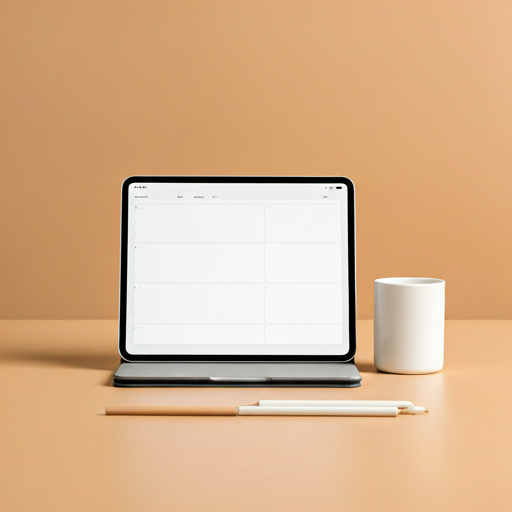 Minimalist beige digital planner open on a tablet screen